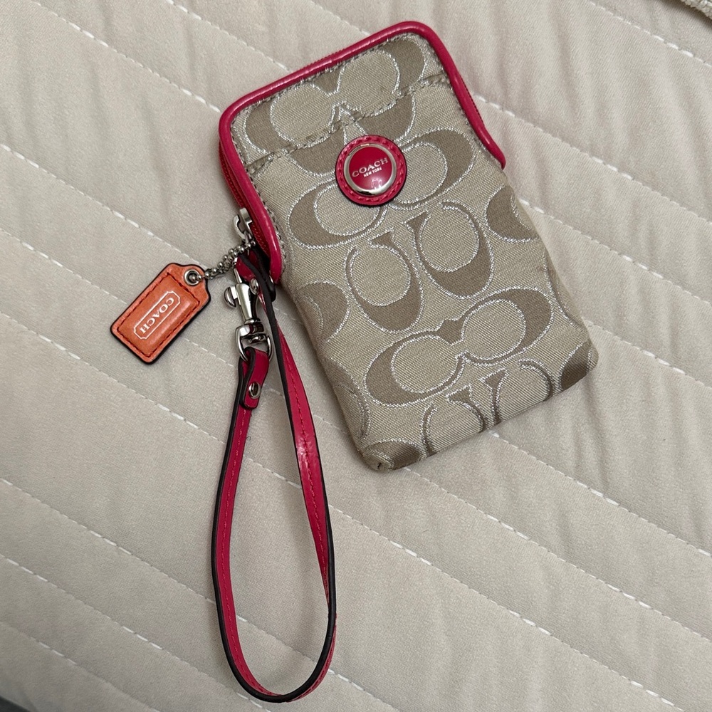 Coach Beige and Magenta Red Phone Case